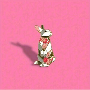 Beautiful pin floral bunny rabbit enamel pin brooch charm purse bag decor satche